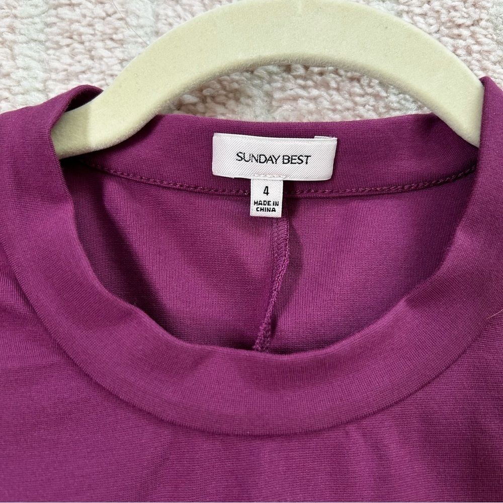 Aritzia Sunday Best Purple Ponte Knit Stretch Mini T Shirt Dress SZ 4 Spring - Picture 3 of 10